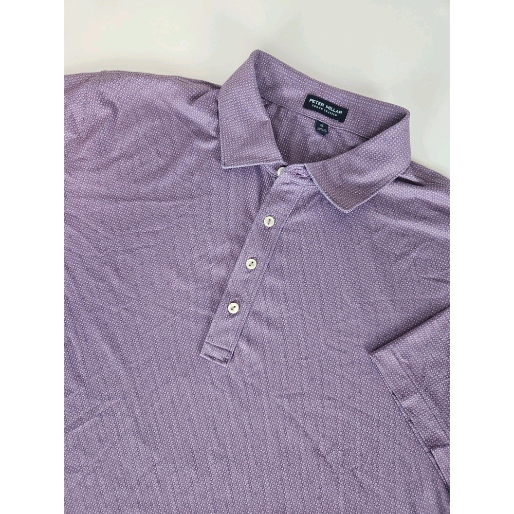 Peter Millar Men's Crown Crafted Short Sleeve AOP Golf Polo Shirt Purple XL